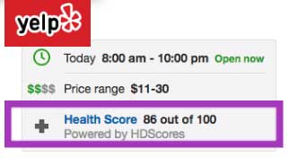 Yelp adds health inspection report scores