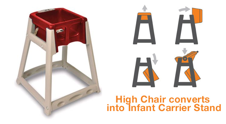 High chairs and booster seats are a must. A high chair that does double duty as a car seat holder is a bonus.