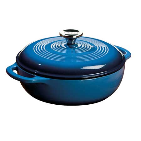 For a splash of color try this Blue 3 Qt. Enamel Dutch Oven from Lodge Manufacturing.