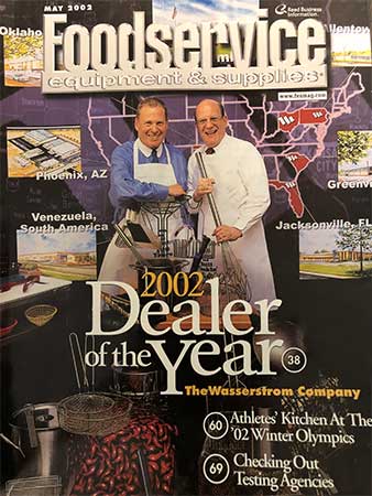 Alan & Rodney Wasserstrom on the cover of the May 2002 issue of Foodservice Equipment & Supplies magazine.