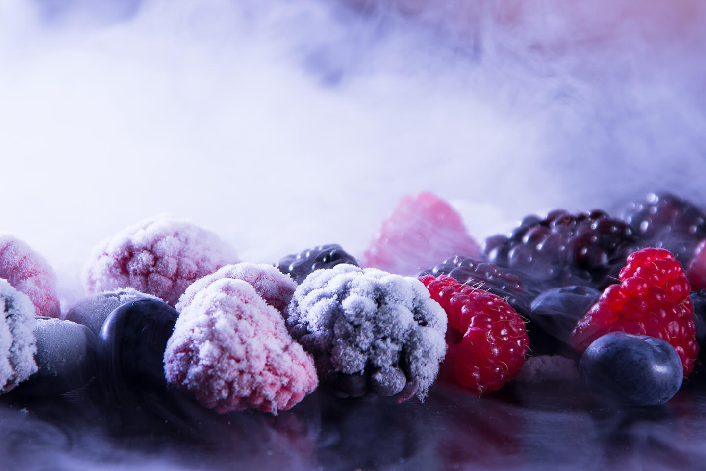 Freezer burn fruit next to fresh fruit