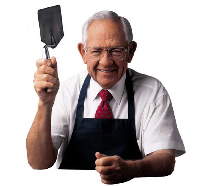 Wendy's spatulas, like the one in this iconic photo of Dave Thomas, were originally made by Wasserstrom by cutting down cement trowels.