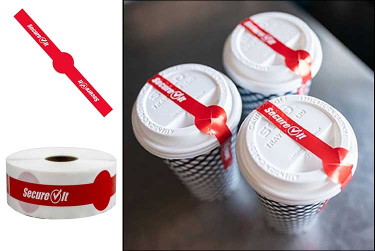 These tamper-evident adhesive strips provide protection and easy straw access on many disposable cups.