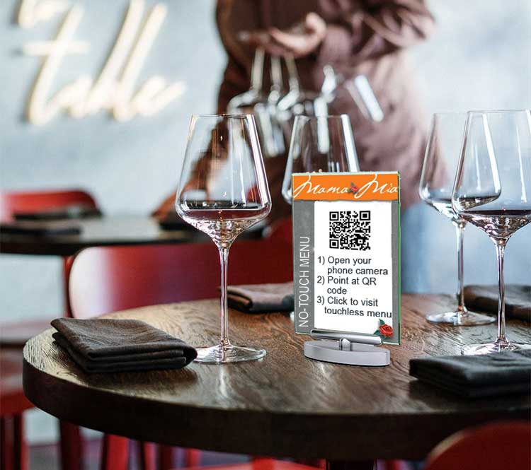 Use a QR code to easily direct customers to your online menu for an easy touchless menu that customers can view on their phone.