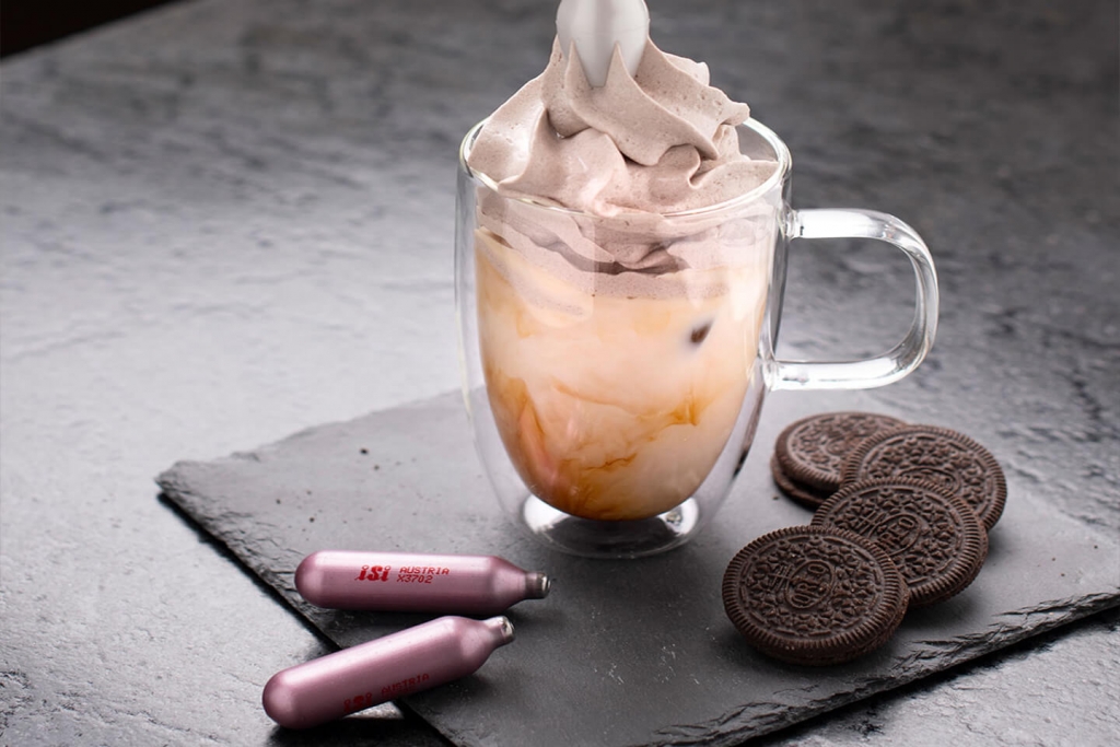 Whipped dessert with nitrous oxide chargers.