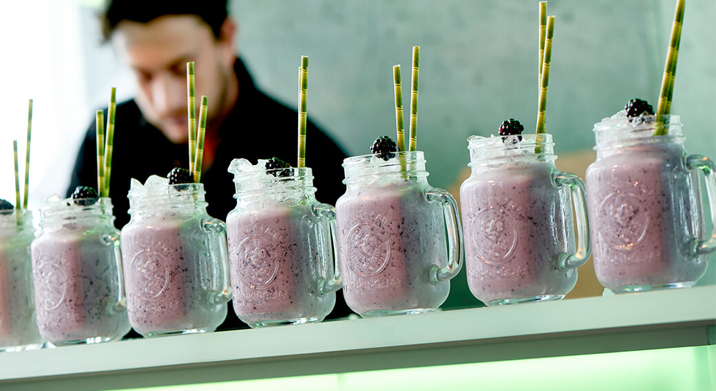 Breakfast buffet with Libbey glasses