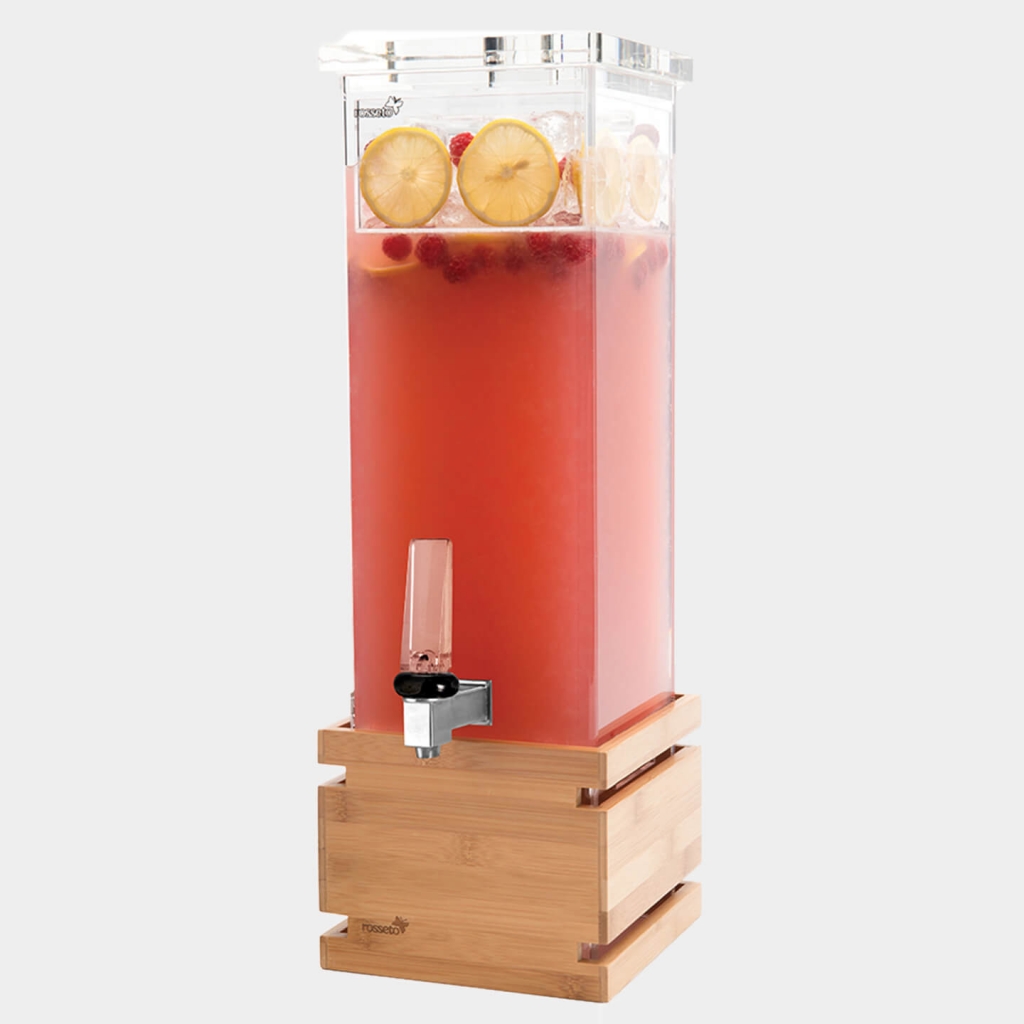 Square Beverage Dispenser with bamboo base by Rosseto.