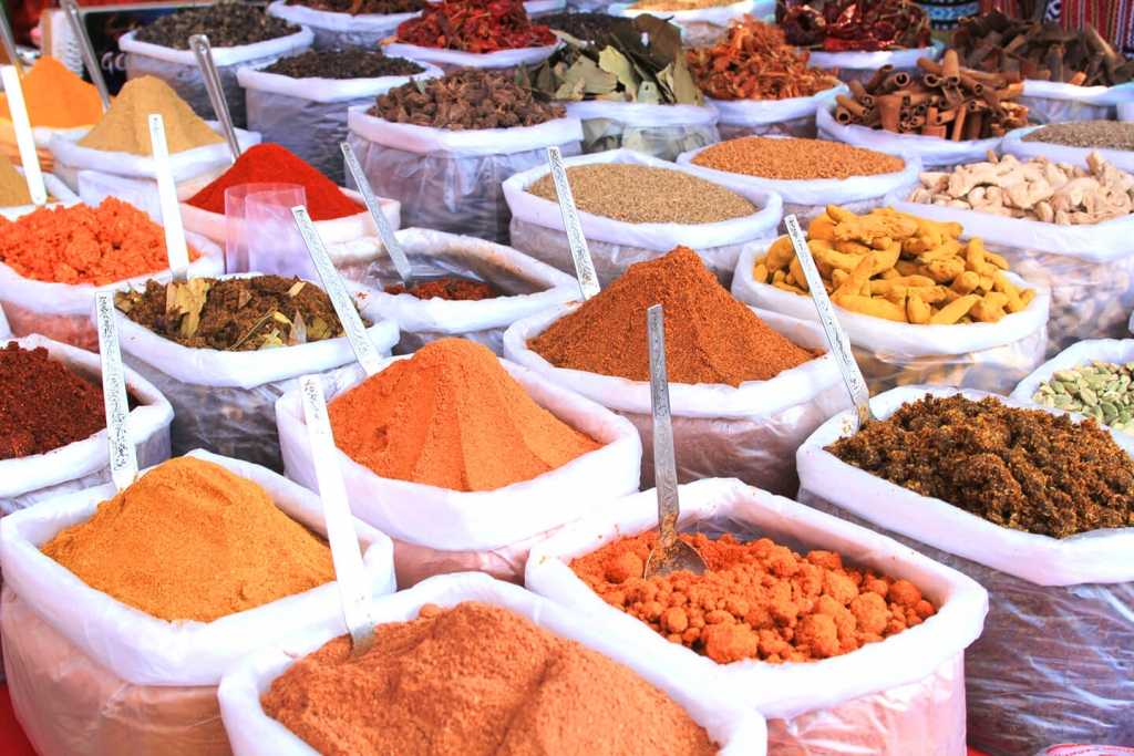 Spices at a spice market.