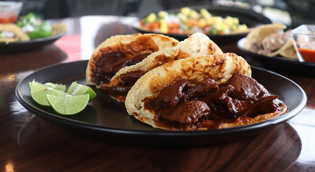 tacos and mole sauce