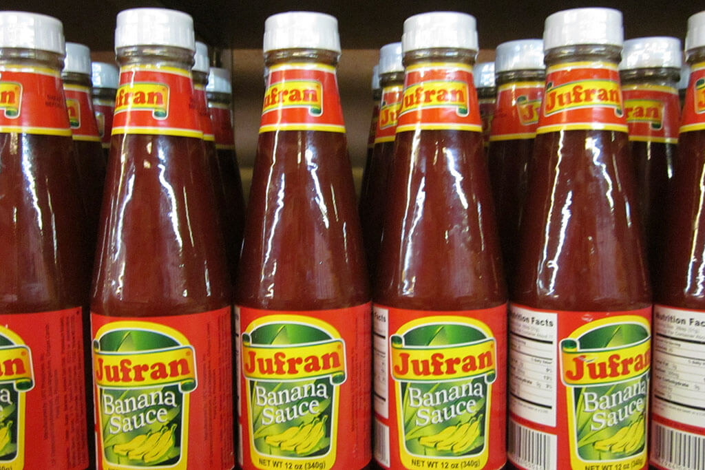 Bottled banana jetchup. Jufran.