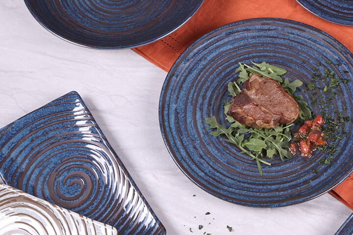 Star Dust Commercial Dinnerware by EGS. Star Dust by EGS boasts a spiral texture to accentuate its unique design. The mesmerizing swirl design of mimics a celestial galaxy furling in outer space.