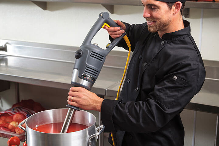 Submerge the blades straight into your stock pot.