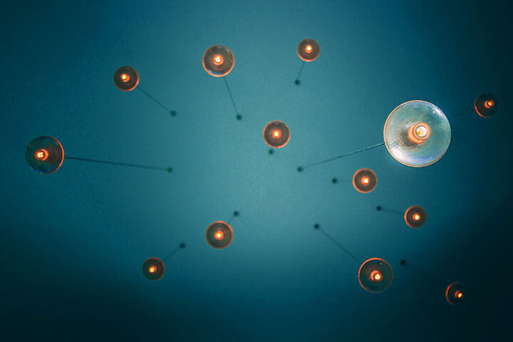 A blue restaurant ceiling.