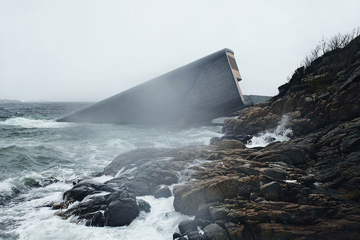 Under is half submerged under water which incorporates nature to their restaurant in a whole new way.