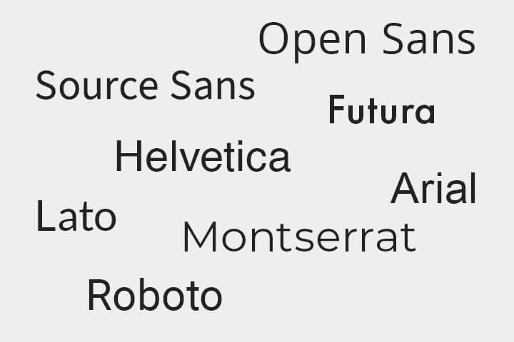 Examples of sans-serif fonts.