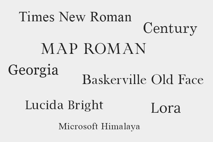 Examples of serif fonts. 