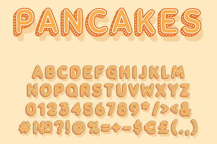 Round, bubbly letters that indicate sweetness