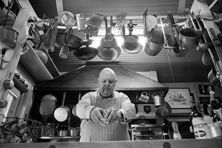 James Beard in a kitchen.