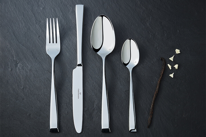 Harper by Arc Cardinal with a mirrored flatware finish.