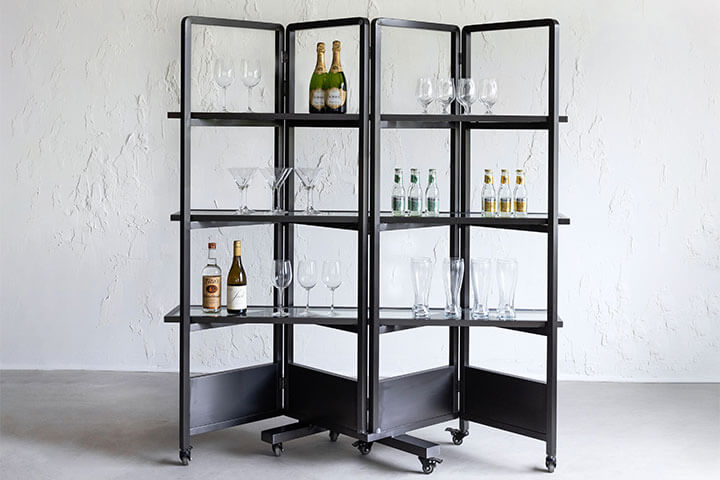 The Nexus Back Bar also works as a Grab & Go Station. Pair with accessories that incorporate both hot and cold capabilities. The Back Bar is lightweight for easy mobility and folds flat for easy storage.