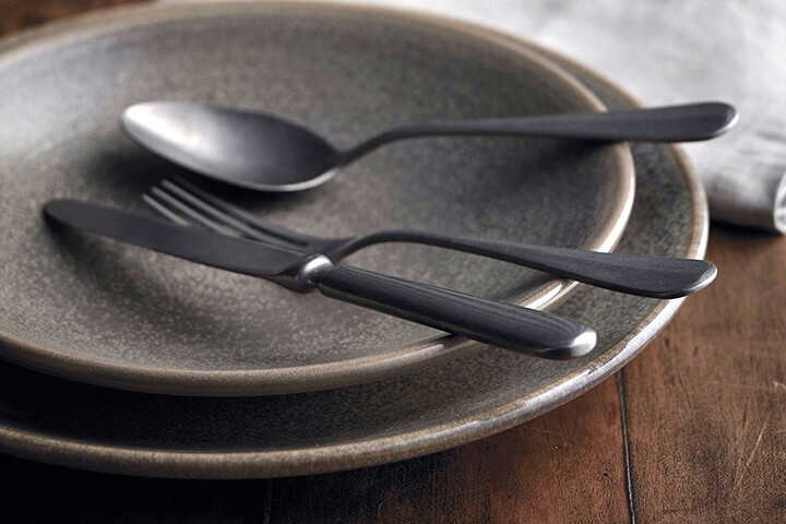Sola's flatware features a PVD coated flatware finish.