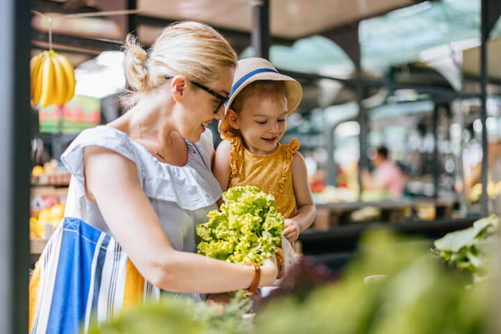 Farmers markets are a fun and interactive place for kids. Children can see, smell, touch, and taste different foods, meet farmers, and shop for treats. 