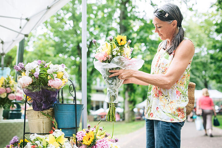 You can find so much more than vegetables. Don't forget to check out the fresh flowers, baked goods, spices, handmade crafts, prepared foods, and more.