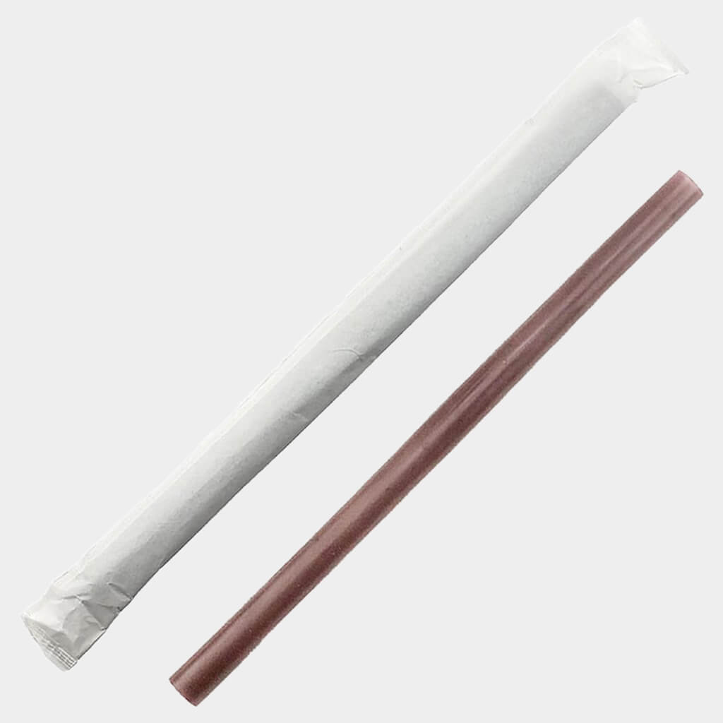Wrapped Brown 8" Jumbo Agave Straw by Darling Food Service. Other colors and sizes are available. 
