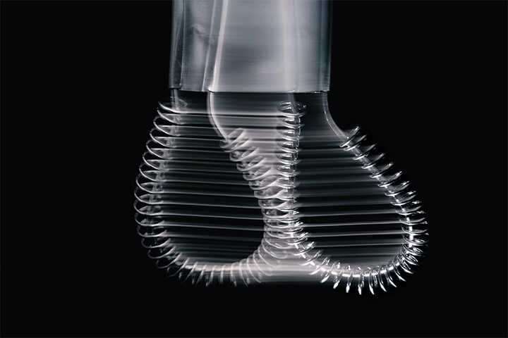 A spiral whisk in movement.