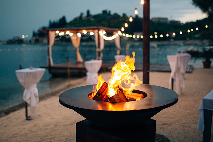 An outdoor fire element.