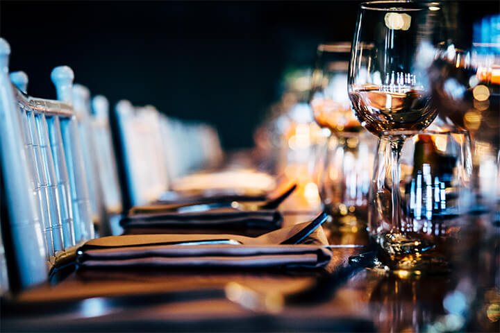 An empty restaurant table.