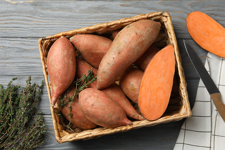 Sweet potatoes in a basket