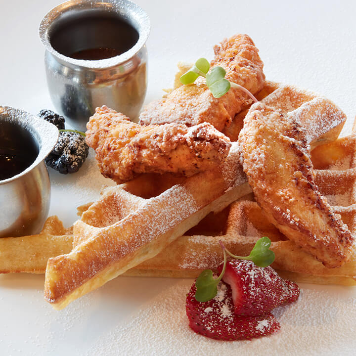 Waffles and chicken from the Blue Door Bakery.