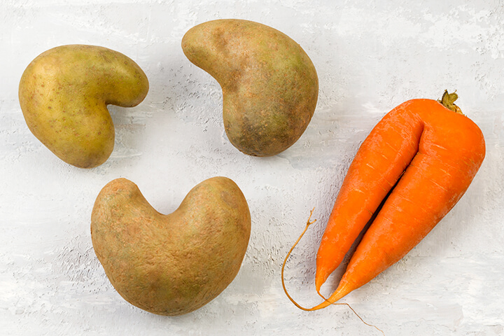 Nutritious "Ugly" potatoes and carrots. 