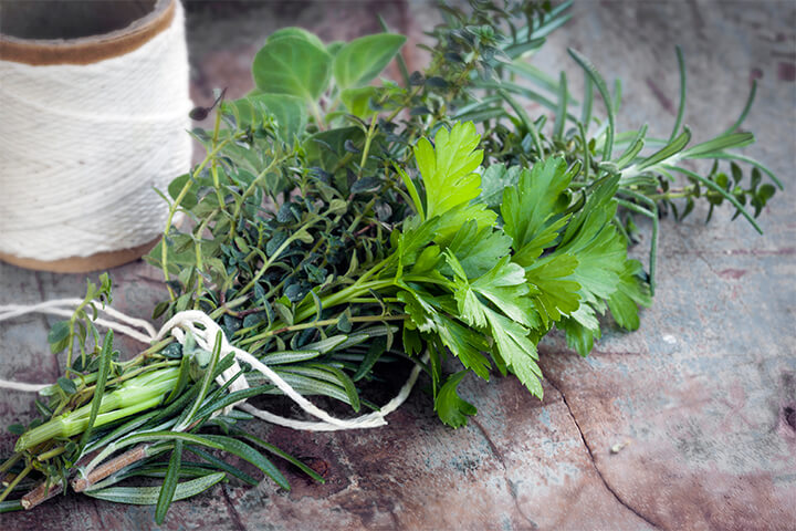 A bouquet garni featuring cilantro in the mix.