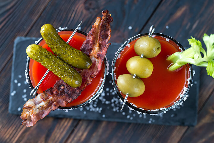 Bloody Marys with all the fixins.