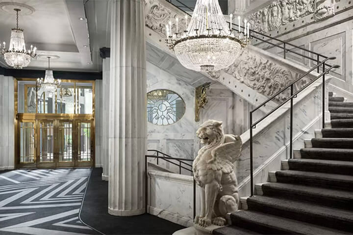 The exquisitely detailed Candler Hotel in Atlanta, Georgia, awarded with one Key. The Candler Hotel is part of Hilton's Curio Collection which is a global portfolio of remarkable hotels with one-of-a-kind stories to share.