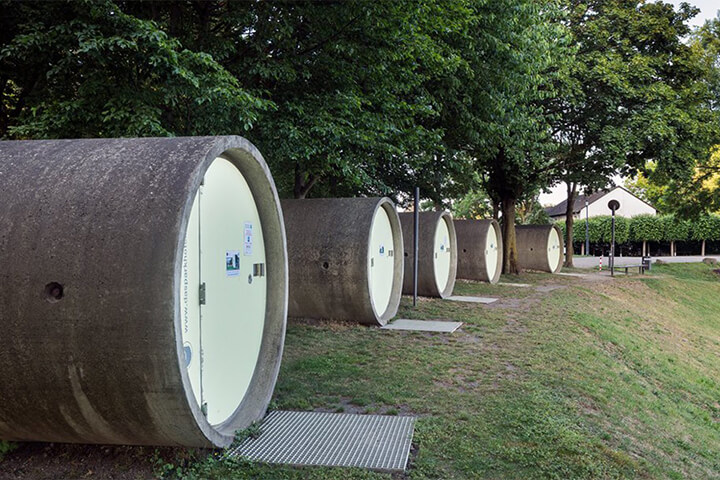 This unconventional hotel set under trees.