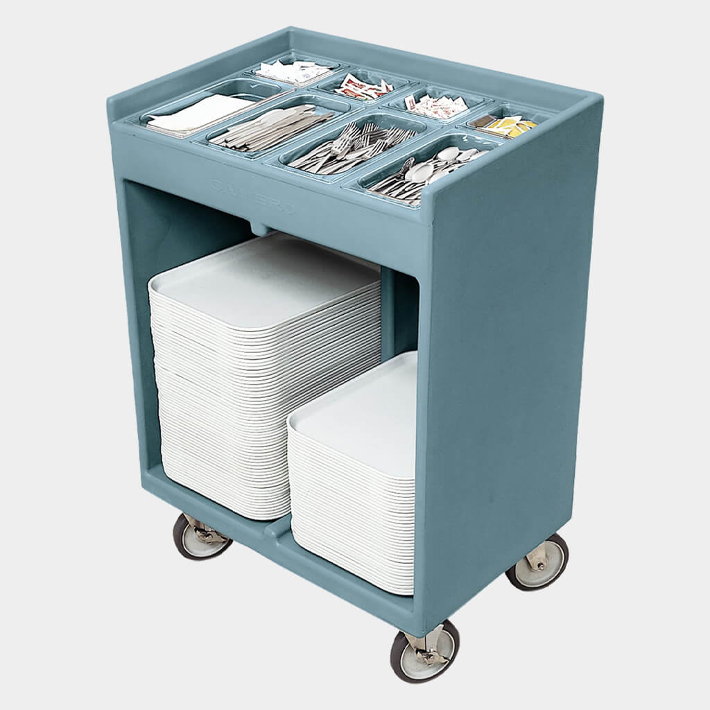 Tray and Silverware Cart by Cambro.