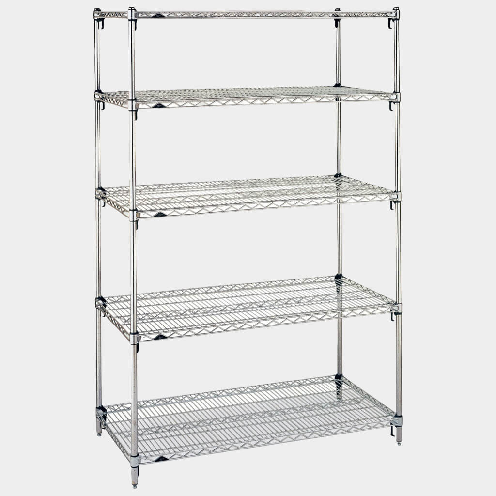 An example of a Chrome shelving kit, but Metro.