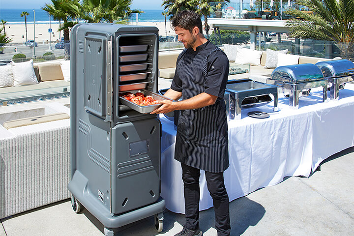 Carts by Cambro in an outdoor setting.