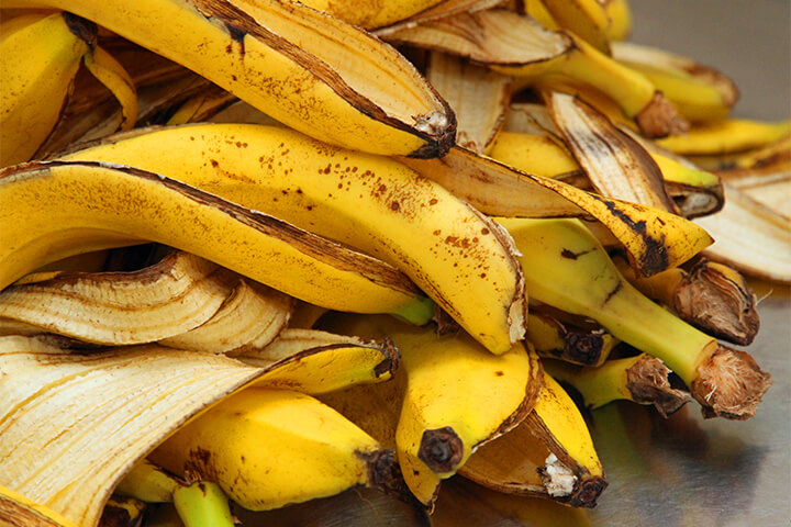 A large pile of banana peels.