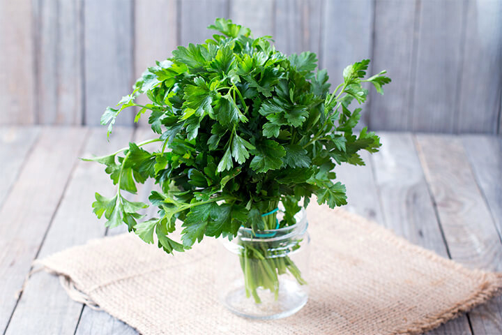 Parsley as resting in water.