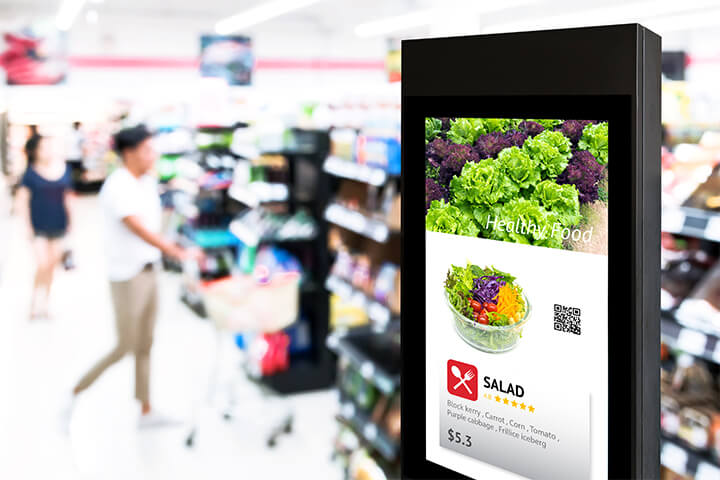 A salad recipe display.