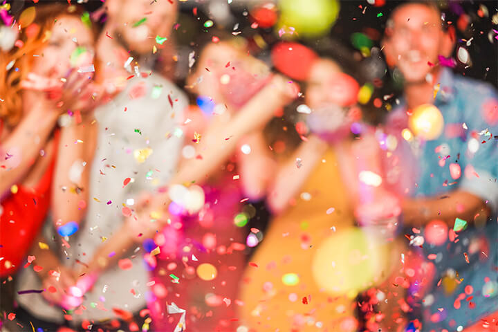 Out of focus confetti and people. 