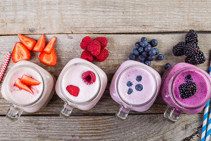 Healthy fruit smoothies.