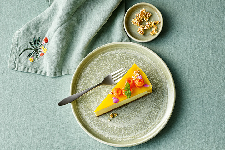 Perfect Match dinnerware with a slice of cake.