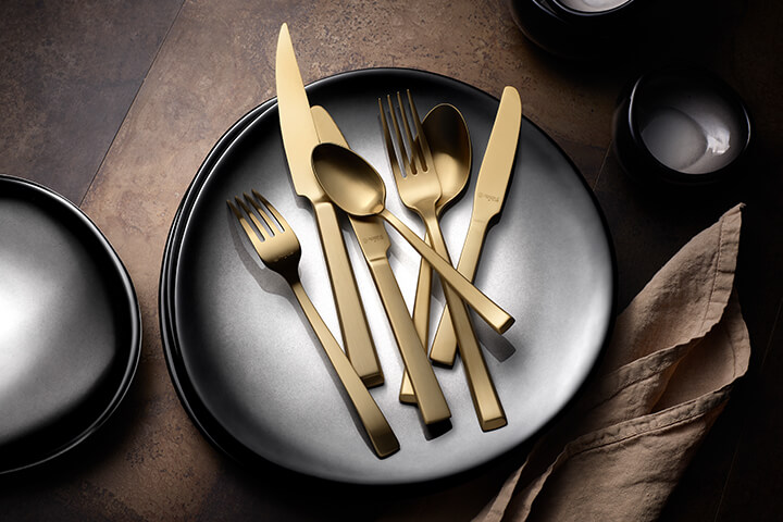 Santorini Satin Gold flatware for Mother's Day