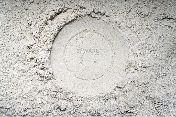 Imprinted on each piece of the Onda collection is the number of recycled water bottles used to make it, turning your guests' dinner plates into a sustainability success story!