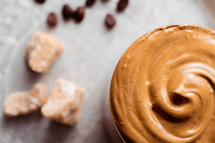 A close up of Dalgona foam.